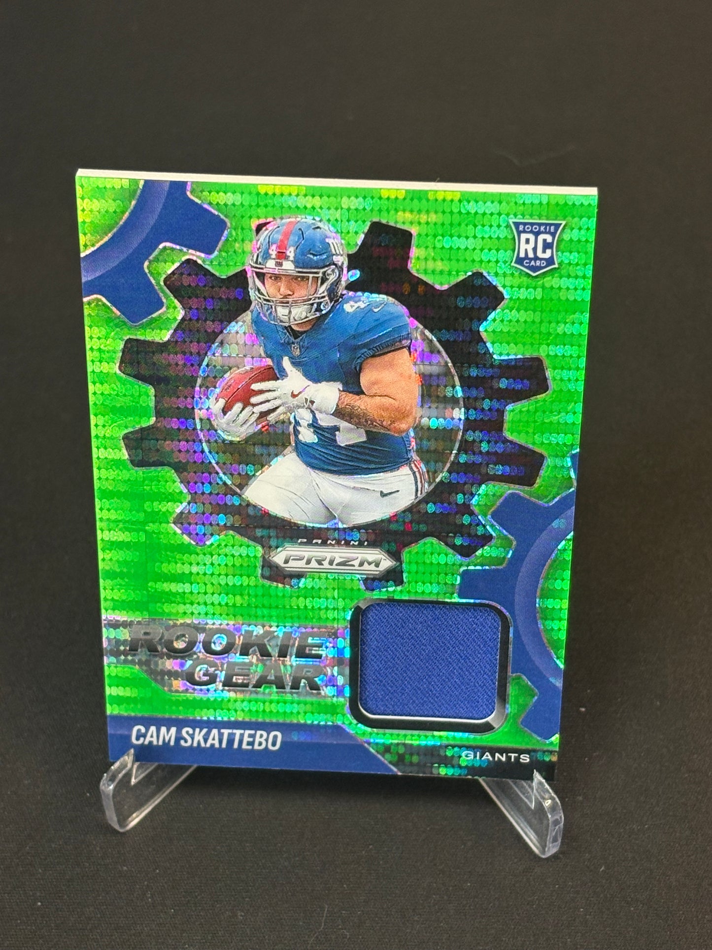 Cam Skattebo RC Prizm 2025 "Rookie Gear Patch Green Pulsar" New York Giants