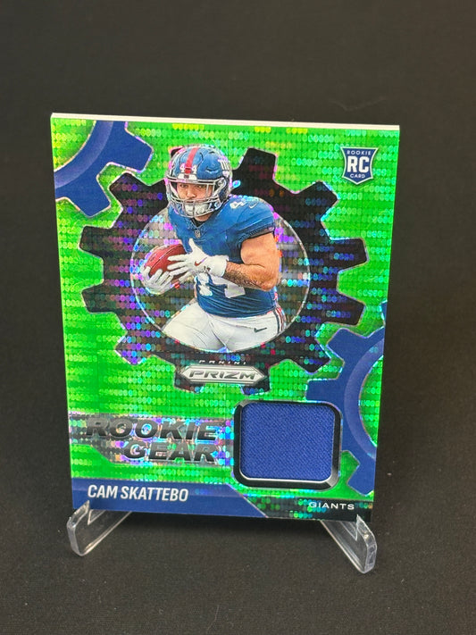 Cam Skattebo RC Prizm 2025 "Rookie Gear Patch Green Pulsar" New York Giants