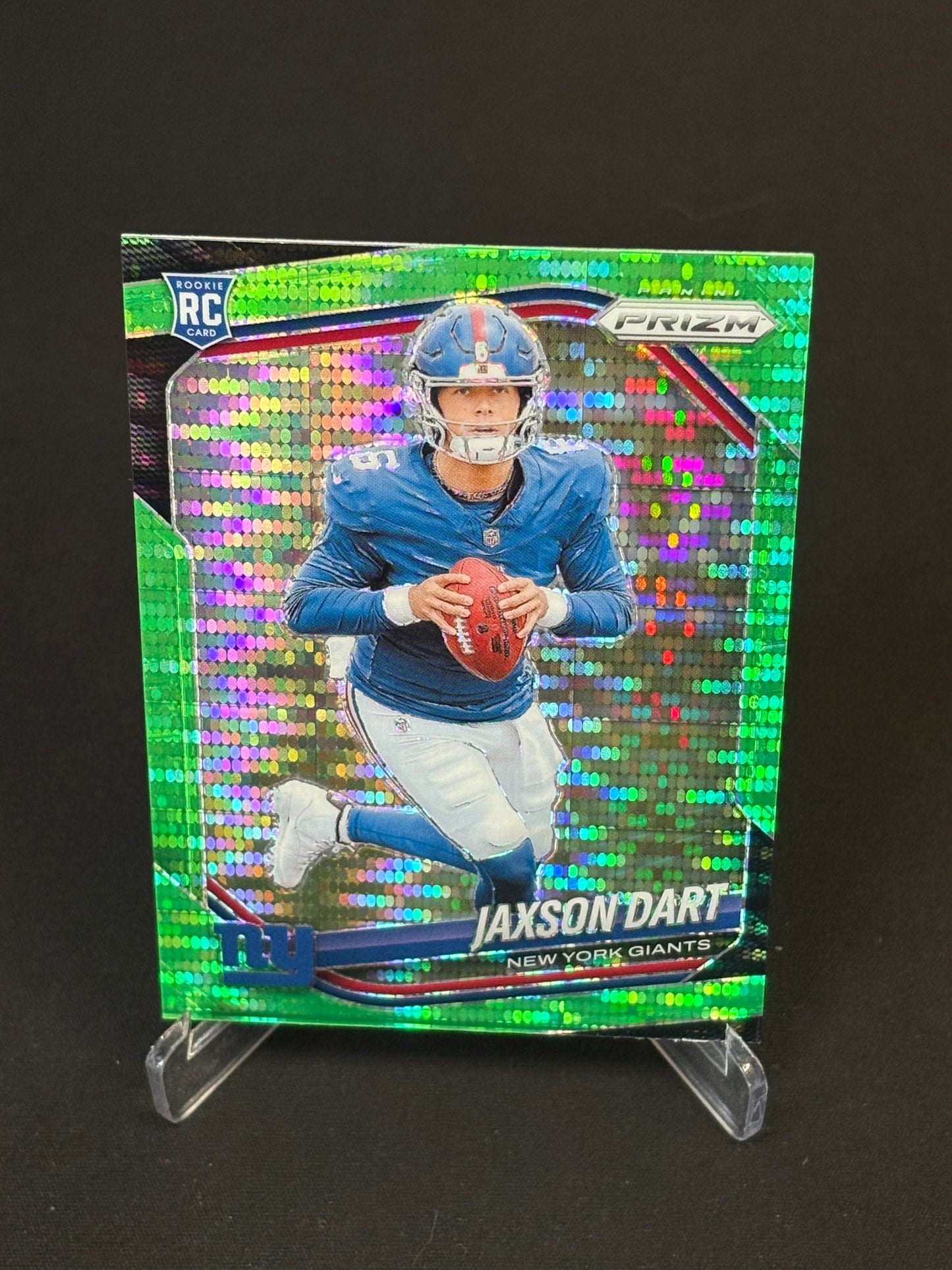 Jaxson Dart RC Prizm 2025 "Neon Green Pulsar" New York Giants