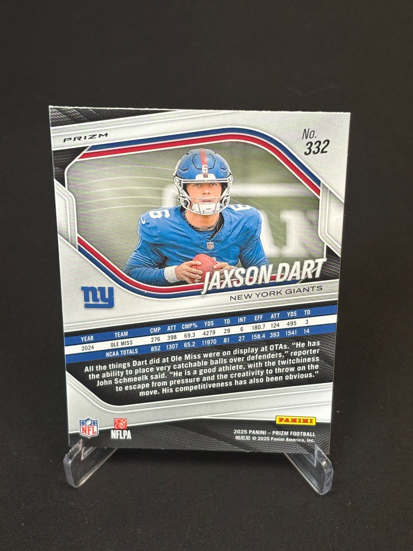 Jaxson Dart RC Prizm 2025 "Neon Green Pulsar" New York Giants