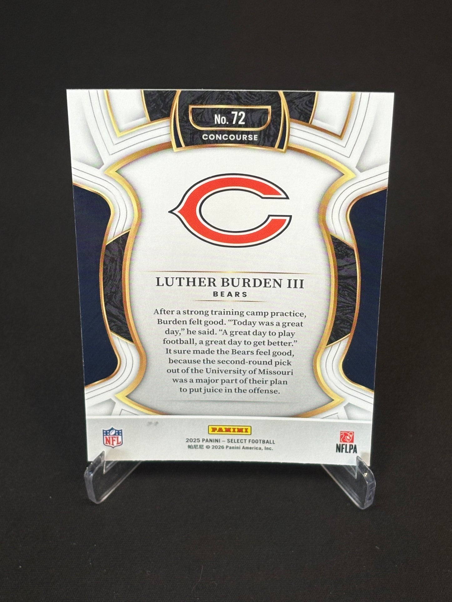 Luther Burden III RC Select 2025 "Concourse" Chicago Bears