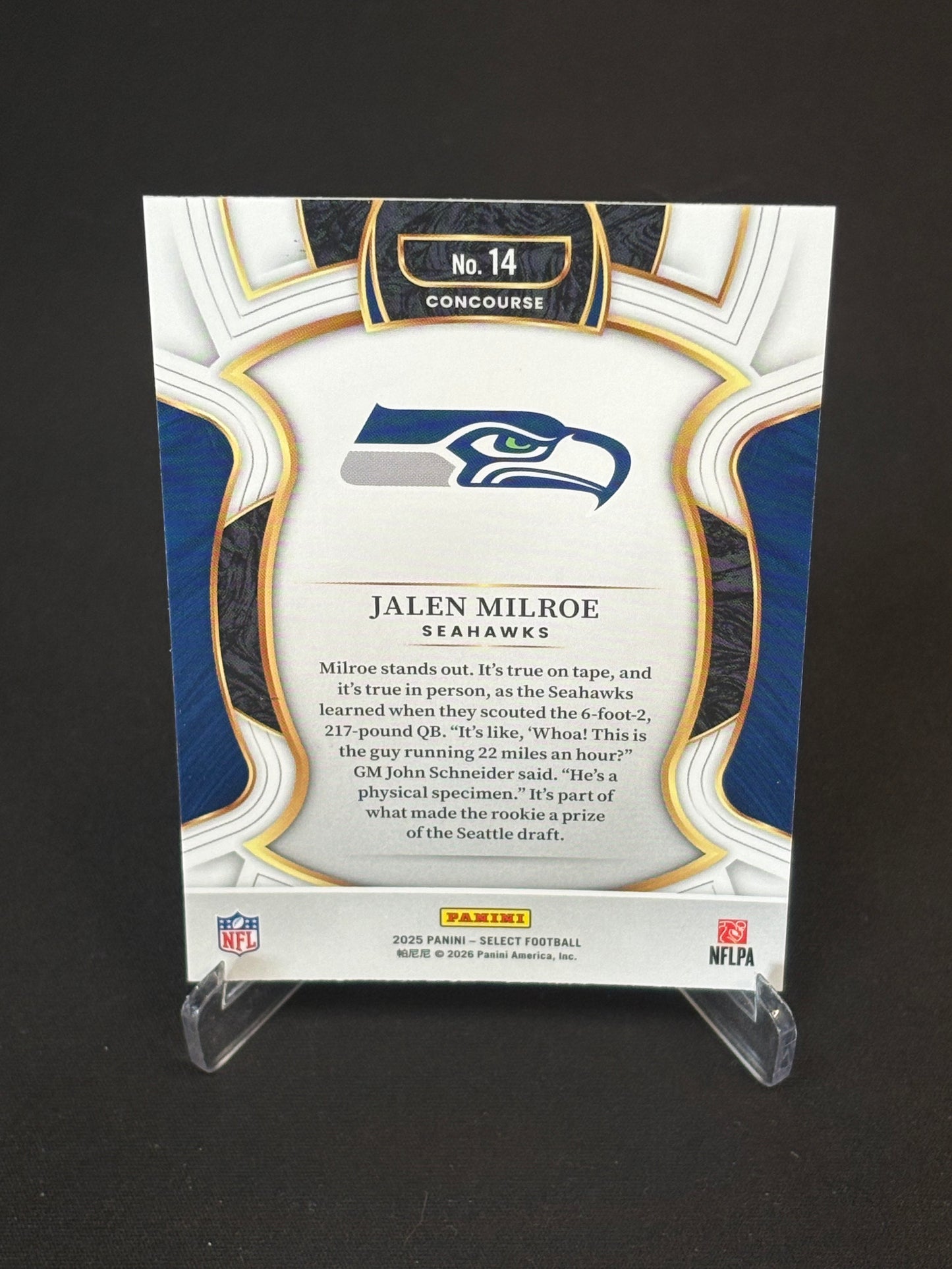 Jalen Milroe RC Select 2025 "Concourse" Seattle Seahawks