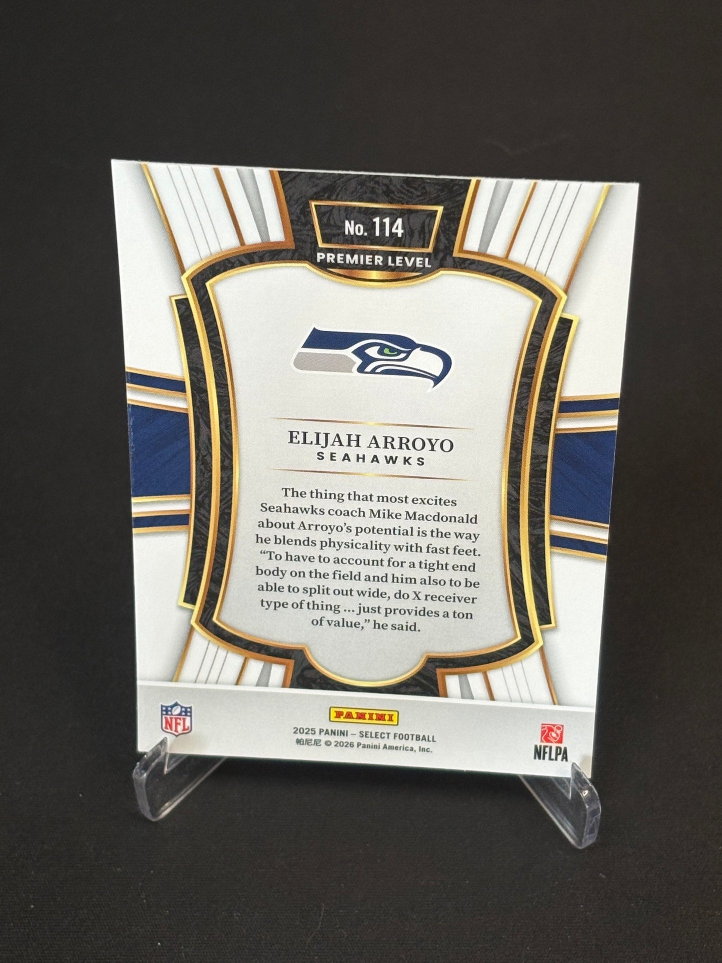 Elijah Arroyo RC Select 2025 "Premier Level" Seattle Seahawks