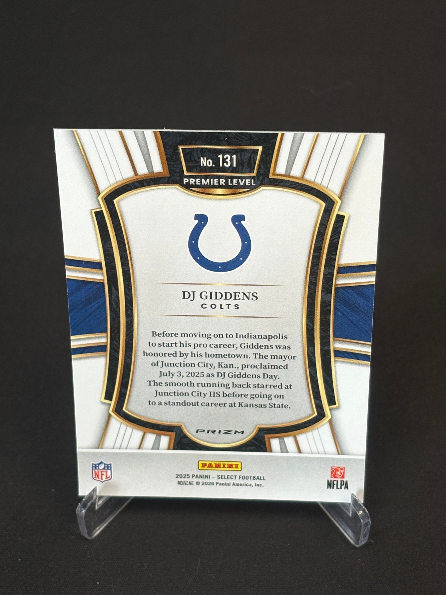 DJ Giddens RC Select 2025 "Blue White Red" Indianapolis Colts