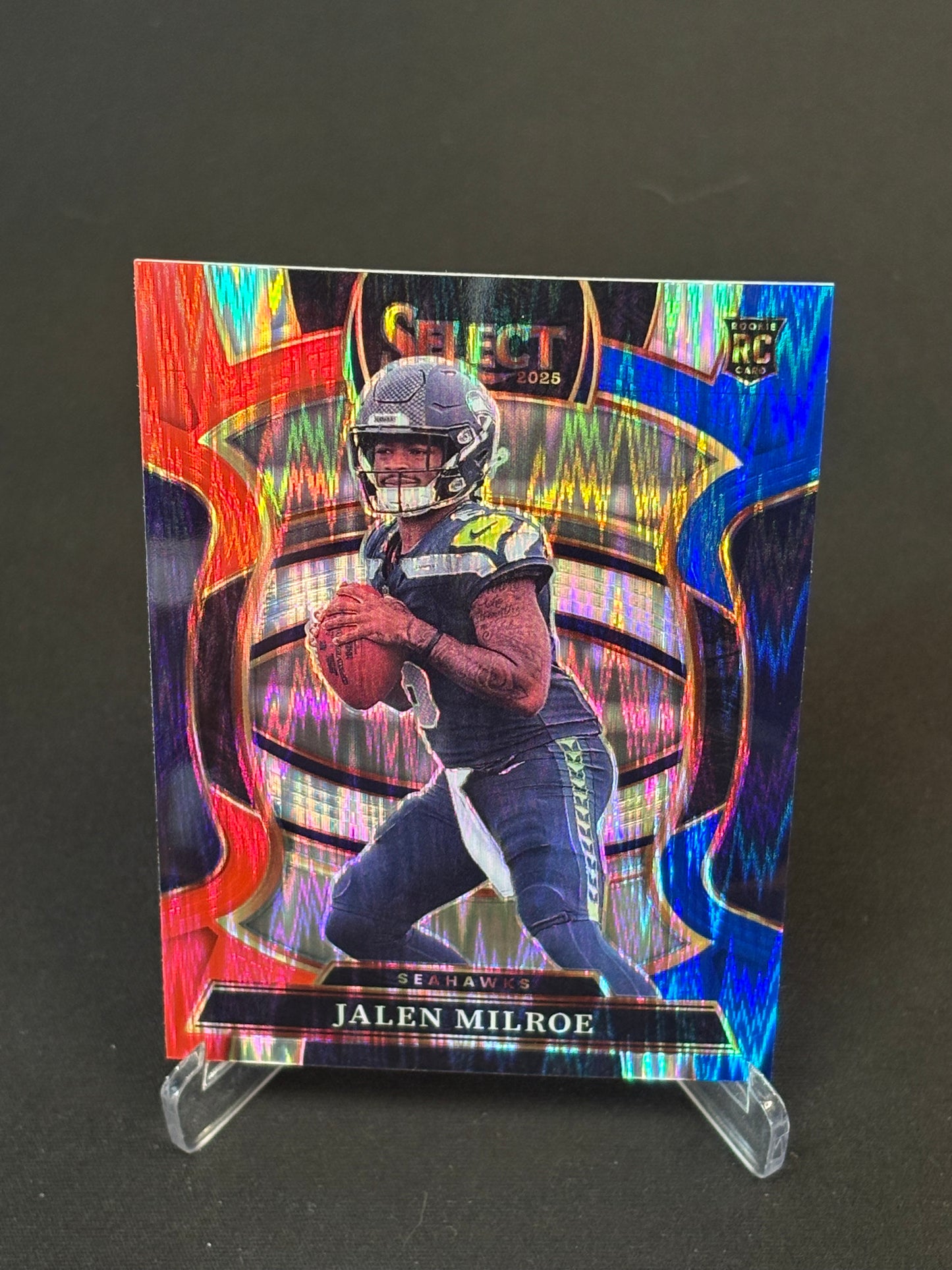 Jalen Milroe RC Select 2025 "Blue White Red" Seattle Seahawks