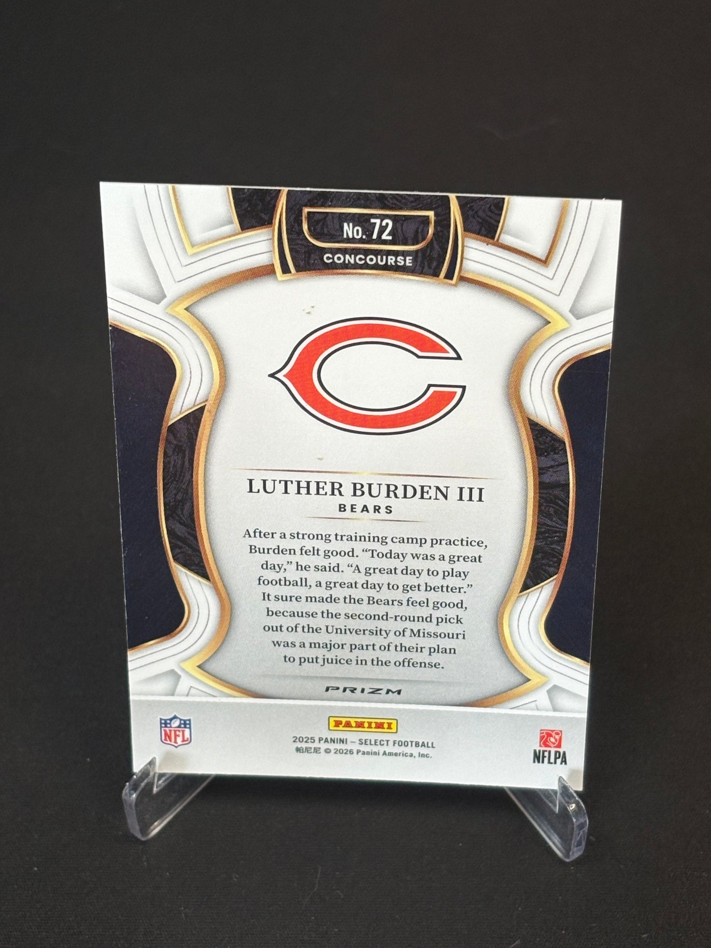 Luther Burden III RC Select 2025 "Blue White Red" Chicago Bears