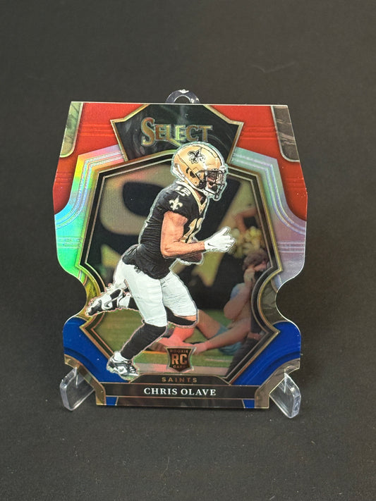 Chris Olave RC Select 2022 "Blue White Red Die-Cut" New Orleans Saints