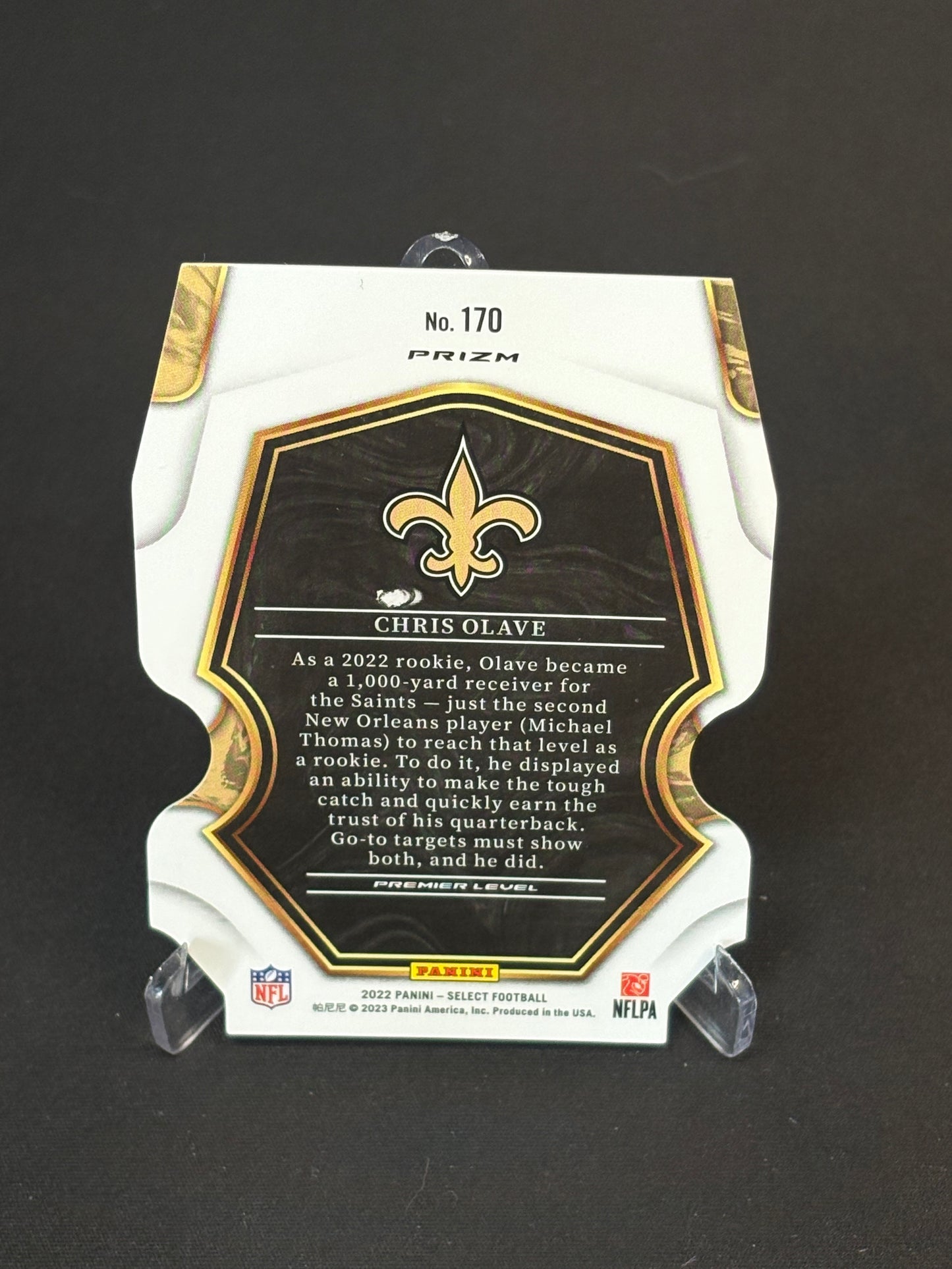 Chris Olave RC Select 2022 "Blue White Red Die-Cut" New Orleans Saints