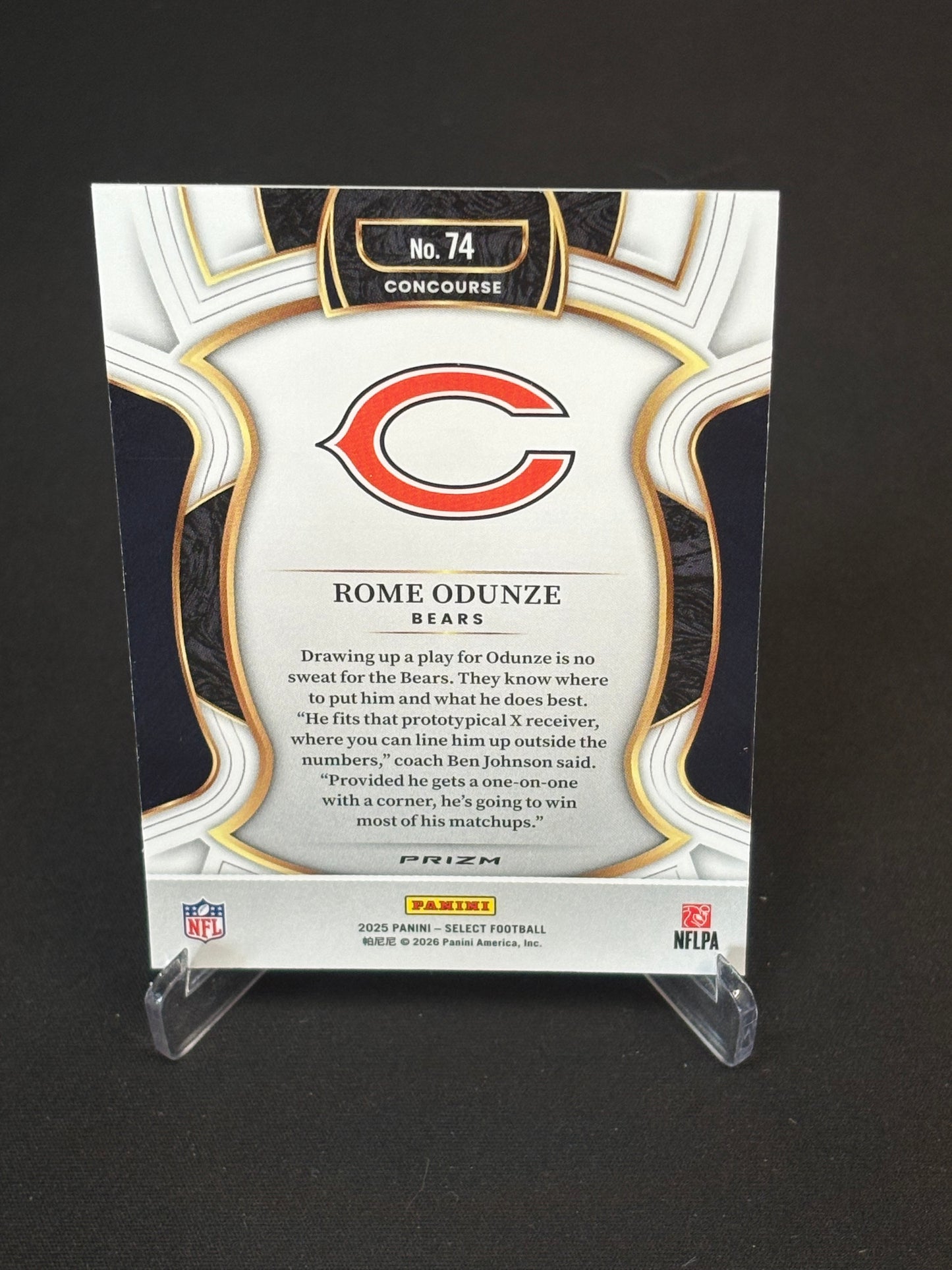 Rome Odunze Select 2025 "Silver" Chicago Bears