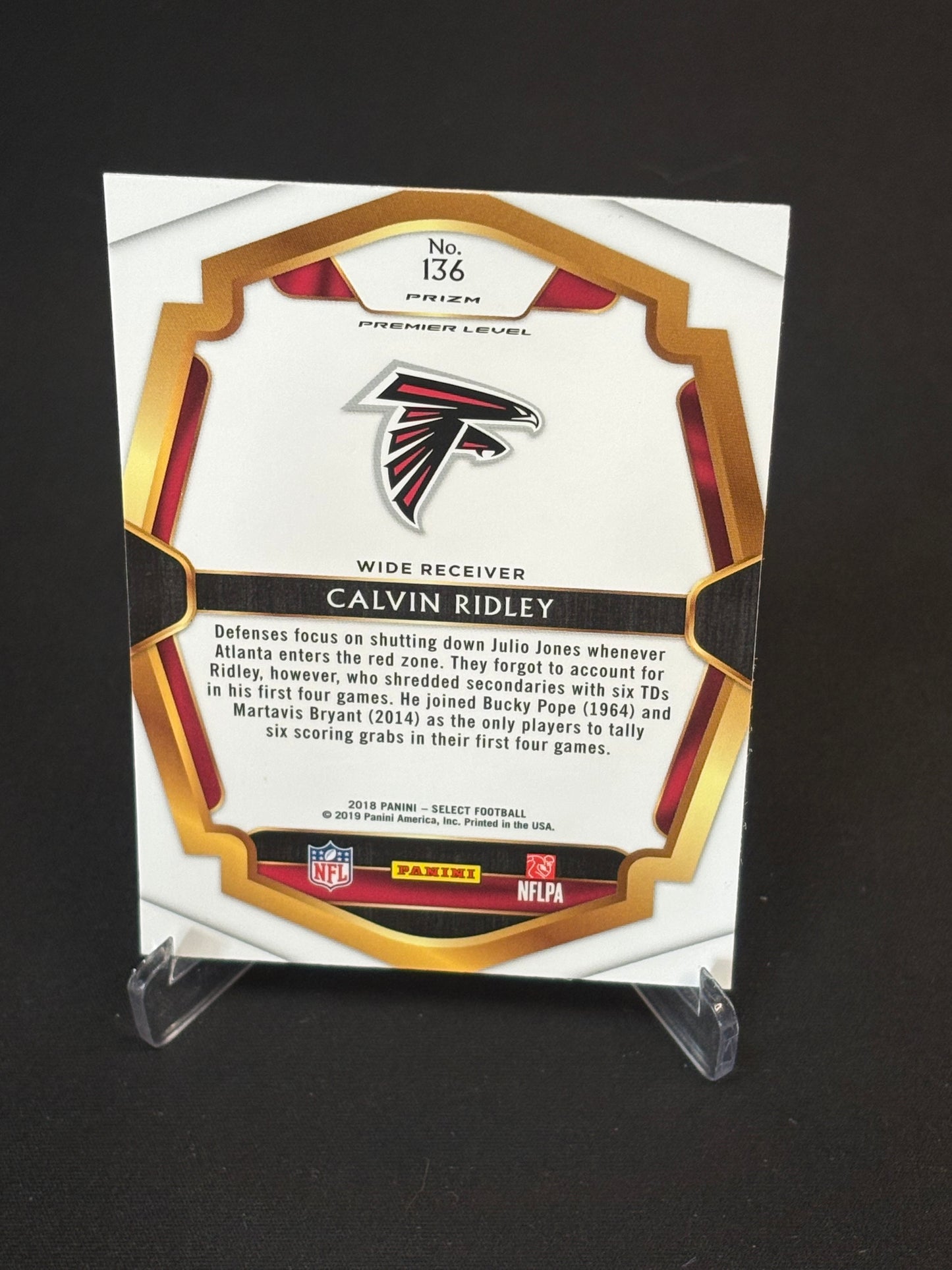 Calvin Ridley RC Select 2018 "Silver" Atlanta Falcons