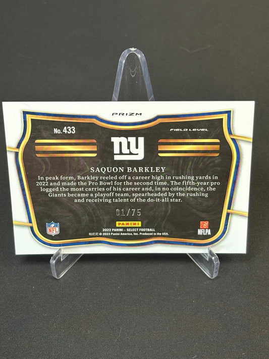 Saquon Barkley Select 2022 "Blue White Red  Alpha 01/75" New York Giants
