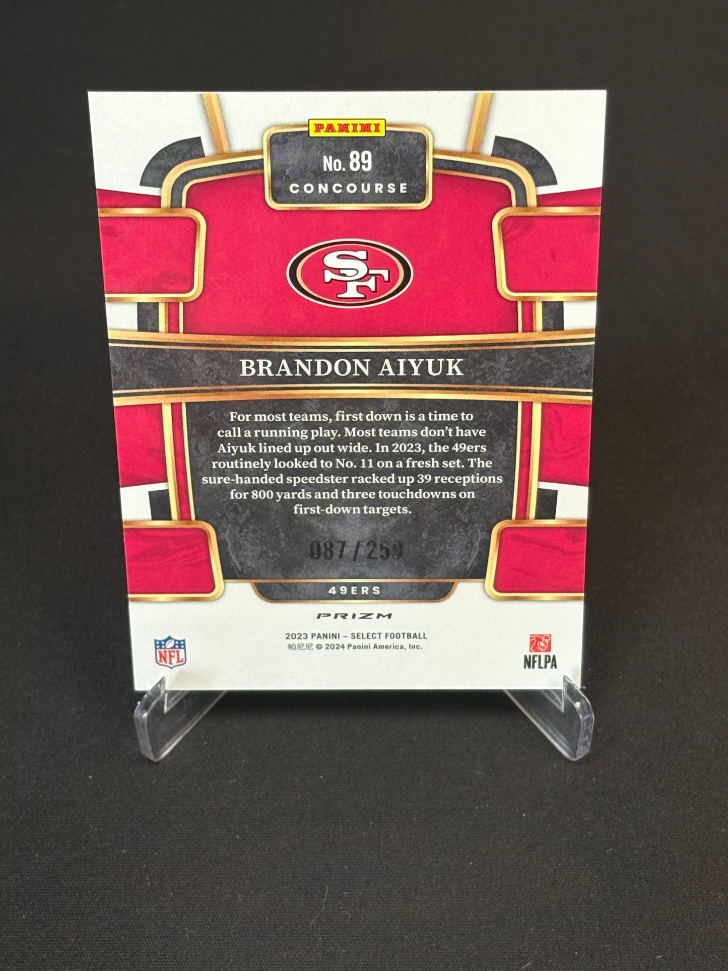 Brandon Aiyuk Select 2023 "Blue White Red 87/259" San Francisco 49ers
