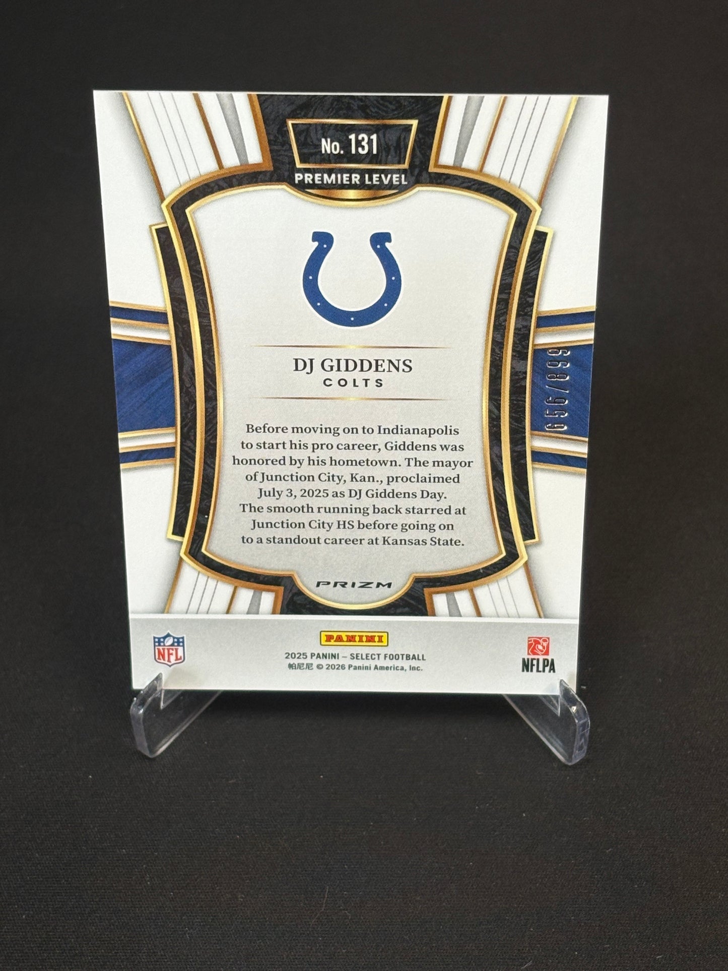 DJ Giddens RC Select 2025 "Copper Prizm Shock 656/899" Indianapolis Colts