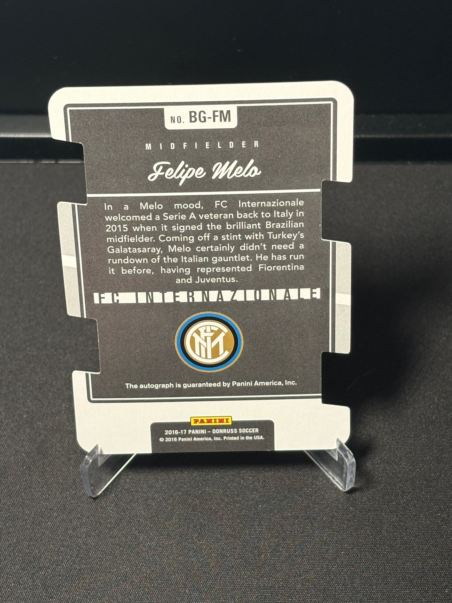 Felipe Melo Donruss Soccer 2016/17 Auto /99 "The Beautiful Game" Inter Milan