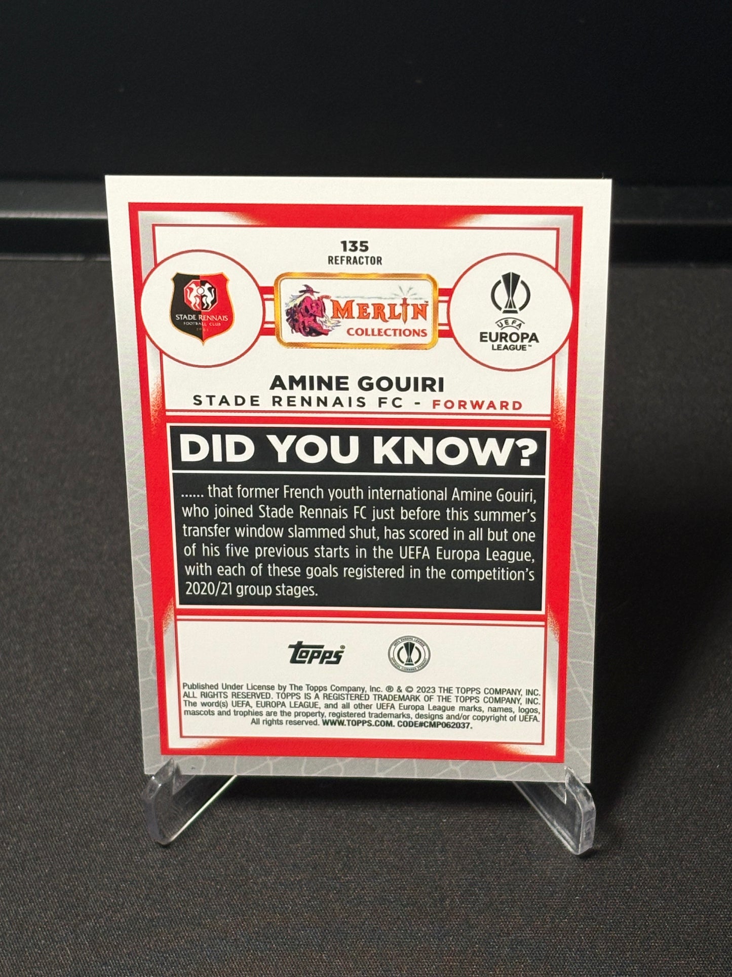 Amine Gouiri RC Topps Merlin 2023 "Refractor" Stade Rennais
