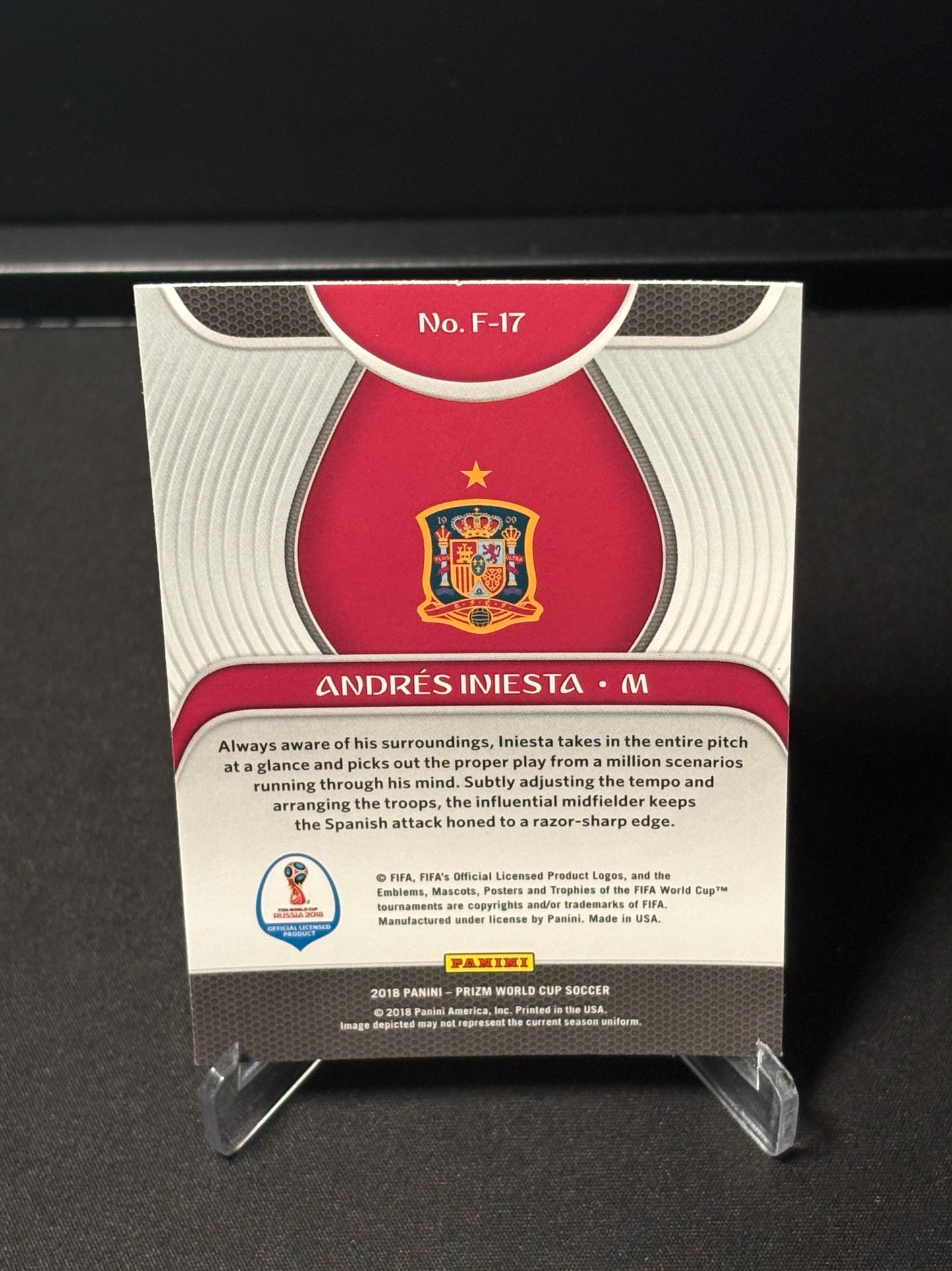 Andres Iniesta Panini Prizm World Cup 2018 "Fundamentals" Espagne