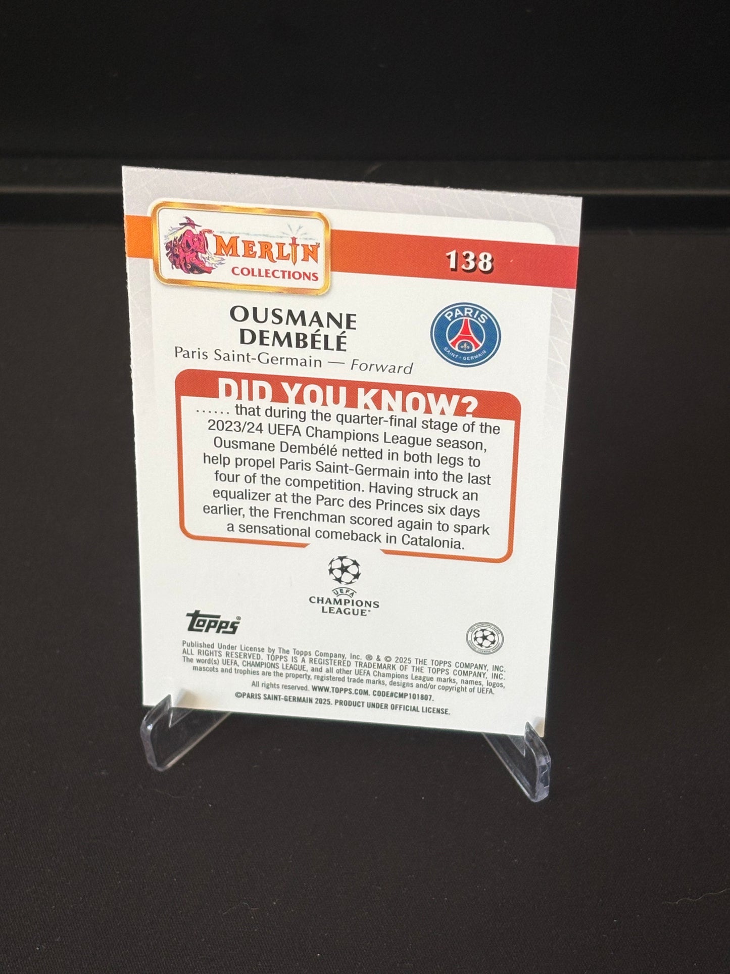 Ousmane Dembélé Topps Merlin "Mini Diamonds" PSG