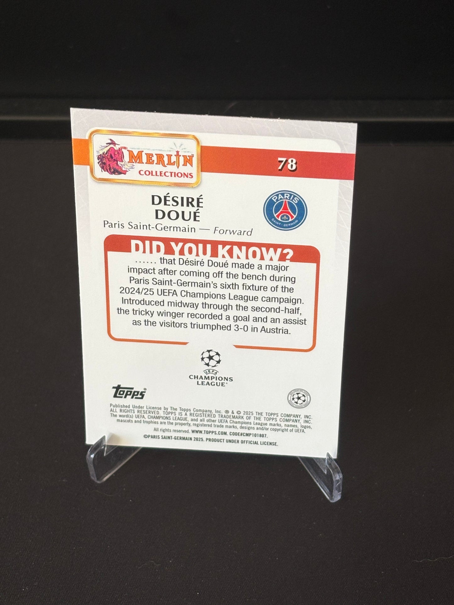 Désiré Doué Topps Merlin "Mini Diamonds" PSG