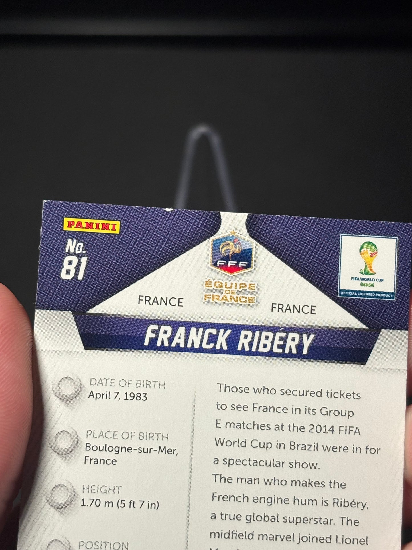 Franck Ribery Panini Prizm World Cup 2014 "Refractor" France