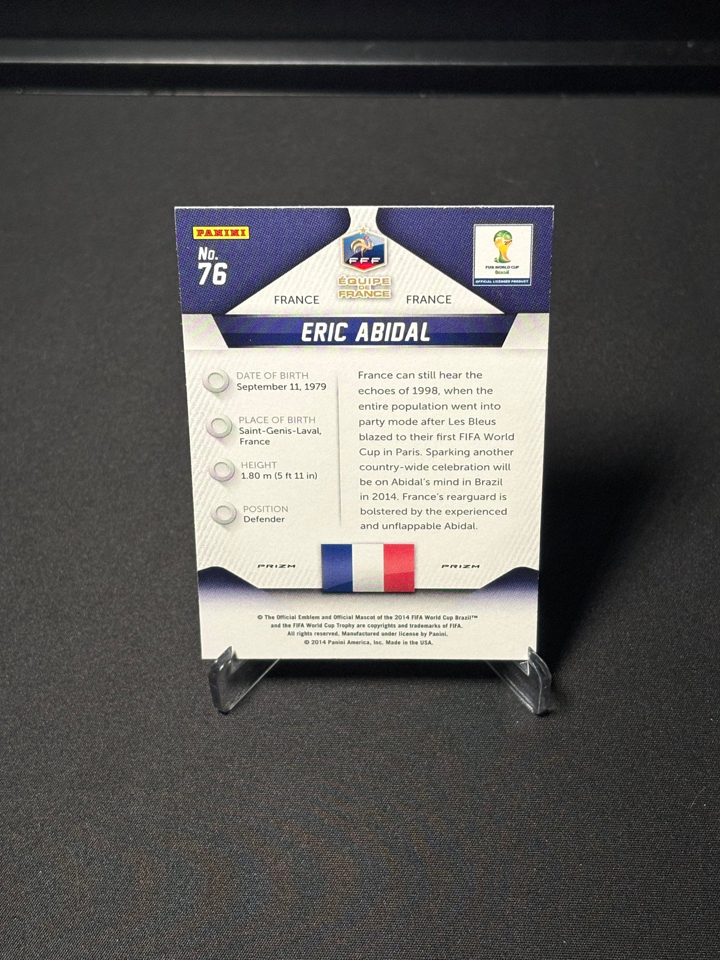 Eric Abidal Panini Prizm World Cup 2014 "Blue White Red" France