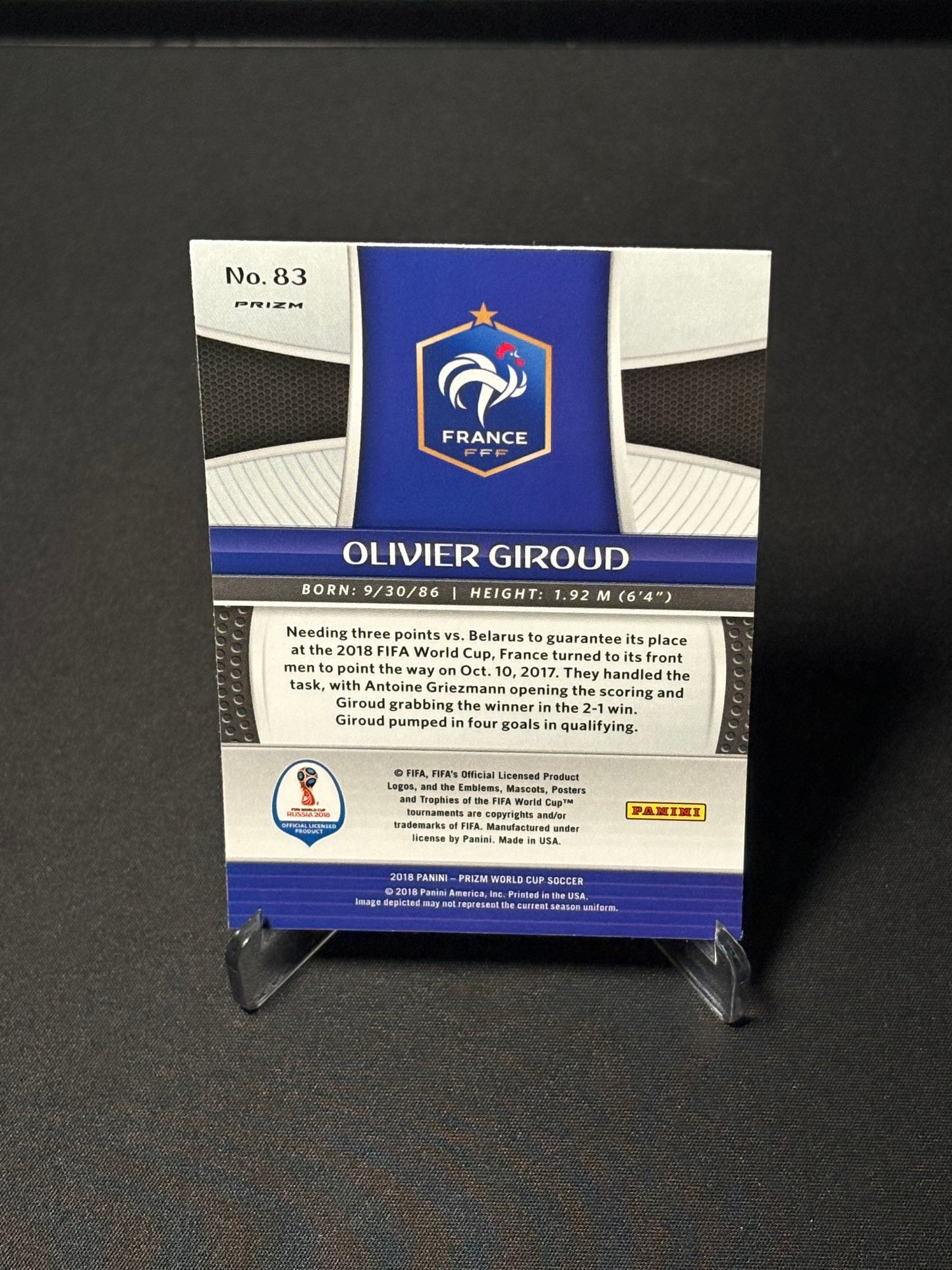 Olivier Giroud Panini Prizm World Cup 2018 "Mojo" France