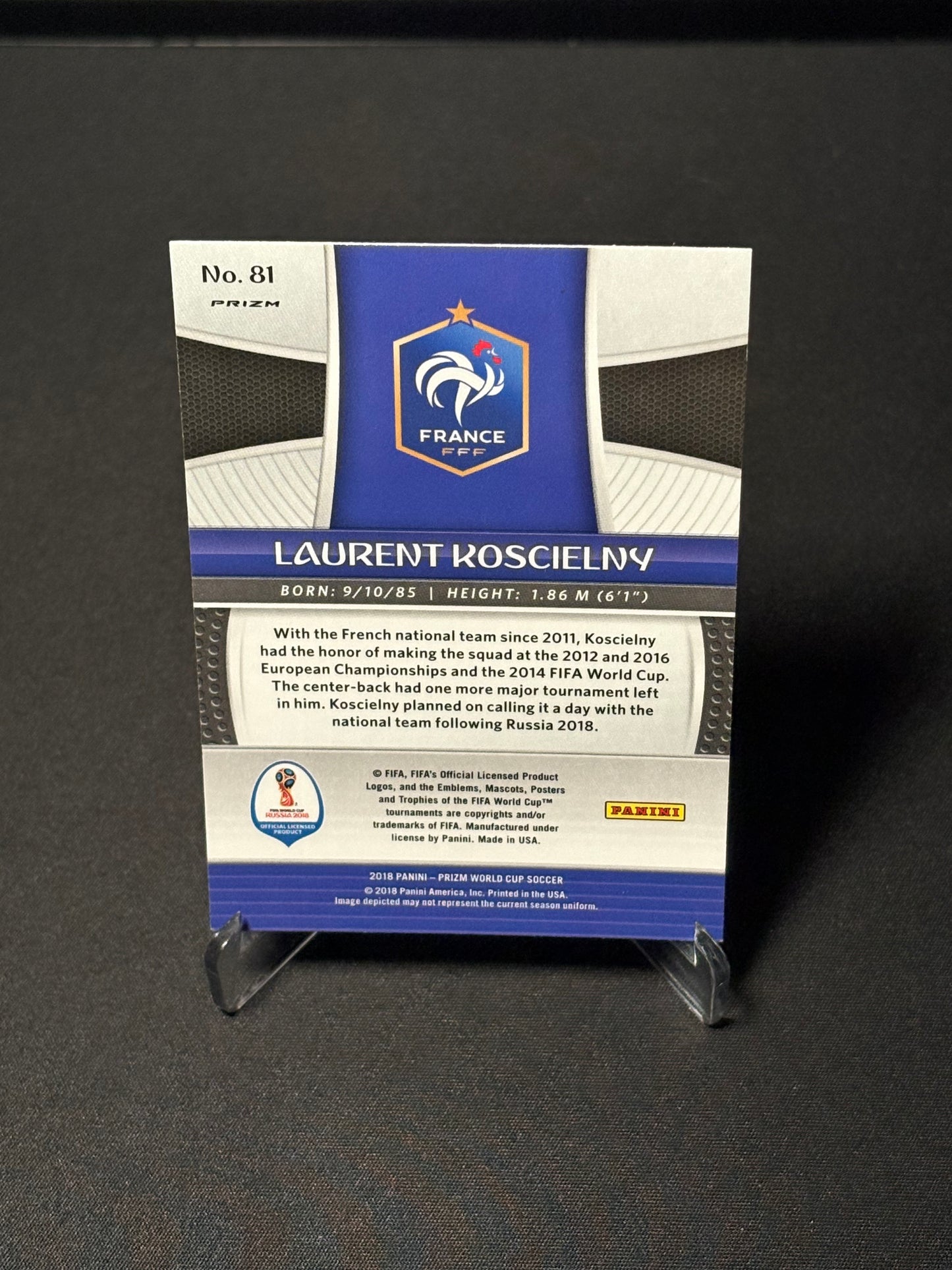Laurent Koscielny Panini Prizm World Cup 2018 "Hyper" France