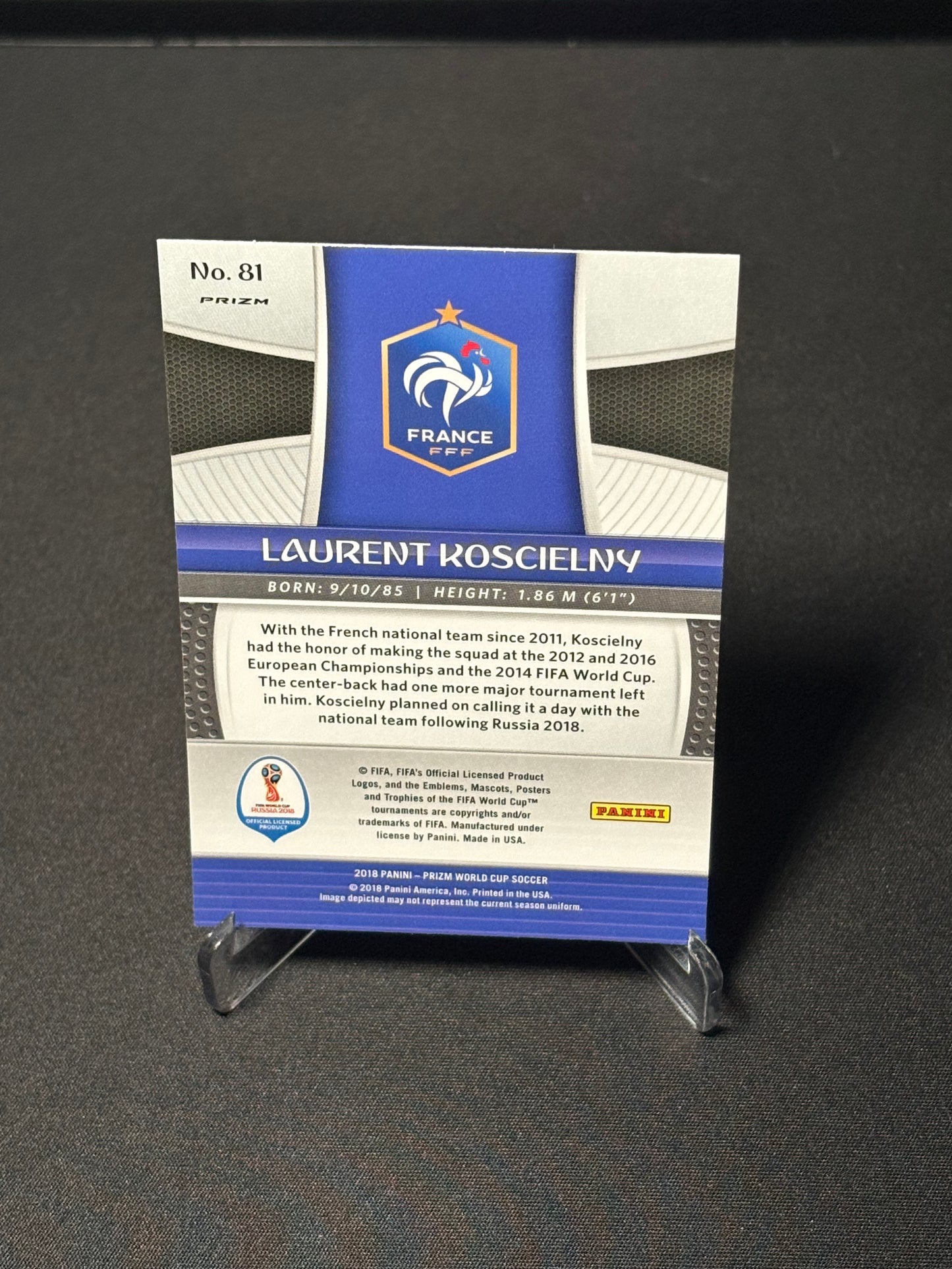 Laurent Koscielny Panini Prizm World Cup 2018 "Lazer" France