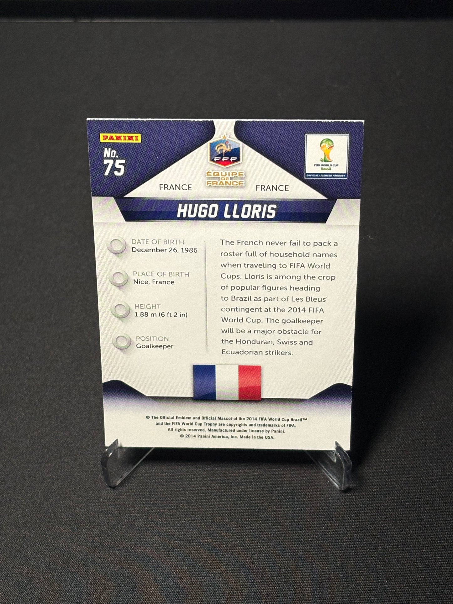 Hugo Lloris Panini Prizm World Cup 2014 "Base" France