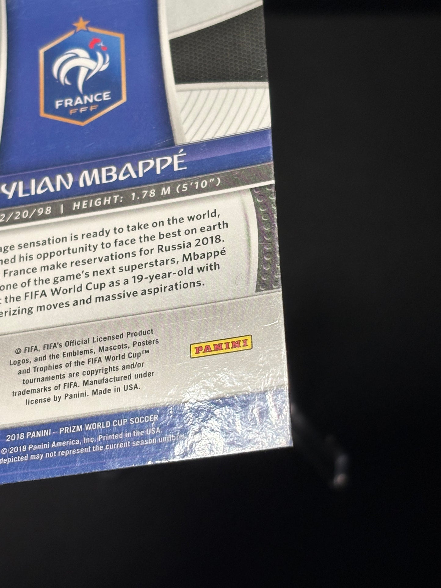Kylian Mbappe RC Panini Prizm World Cup 2018 "Base" Fance