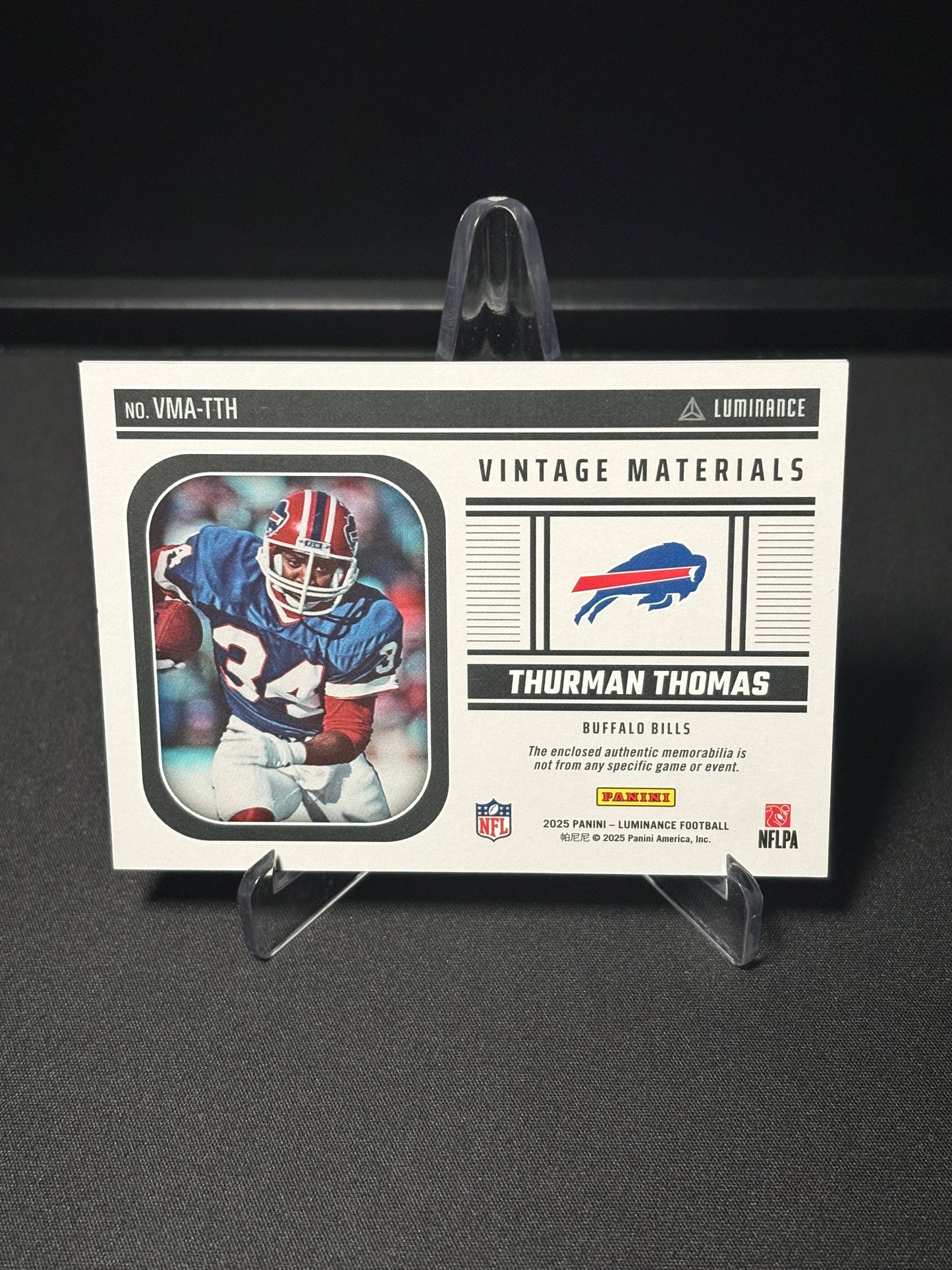 Thurman Thomas Panini Luminance "Vintage Materiels" Buffalo Bills