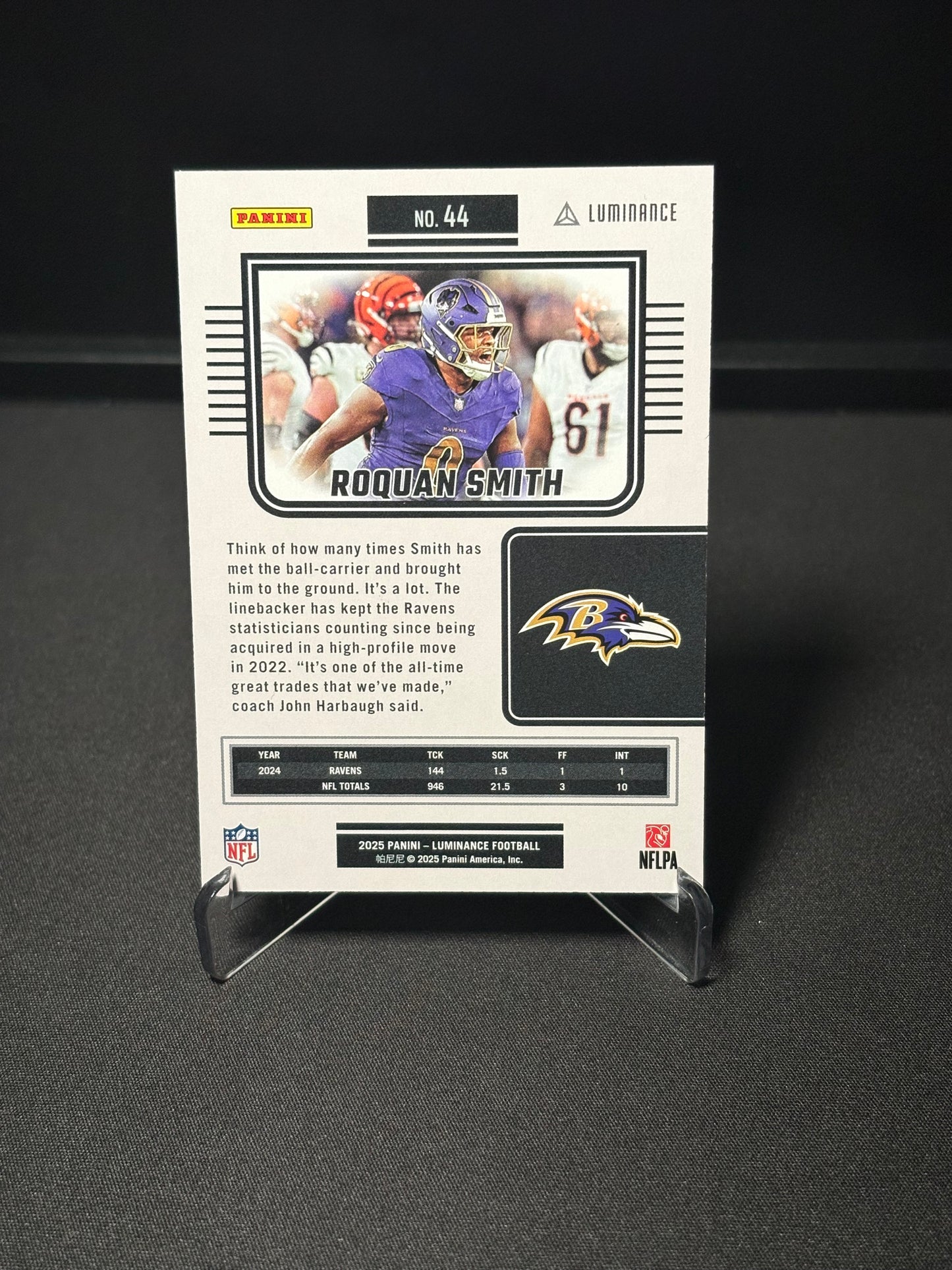 Roquan Smith Panini Luminance "Blue /199" Baltimore Ravens