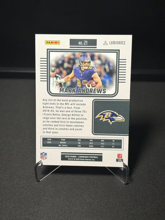 Mark Andrews Panini Luminance "Yellow /299" Baltimore Ravens