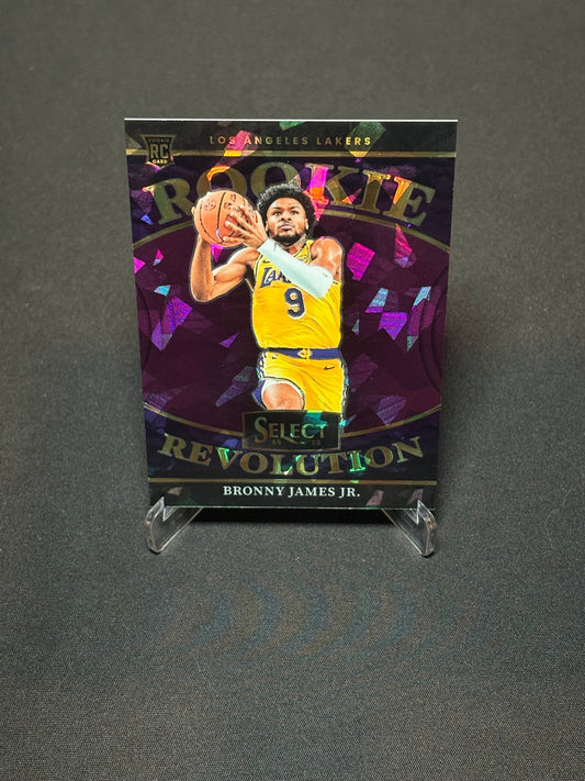 Bronny James Jr. RC Panini Select 2024 "Rookie Revolution Purple Craked /75" L.A Lakers