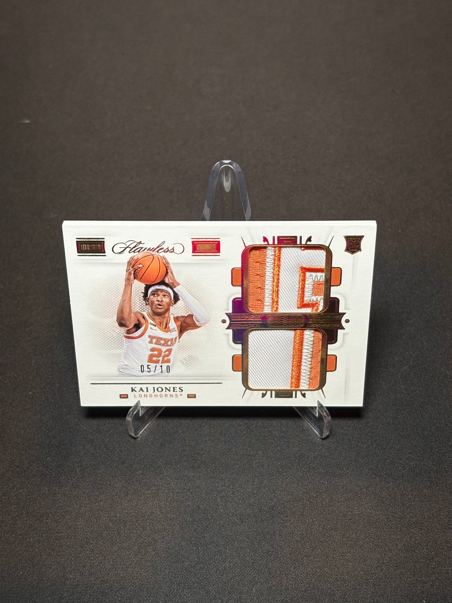 Kai Jones RC Panini Flawless Collegiate "Double Patch /10" Texas Longhorns
