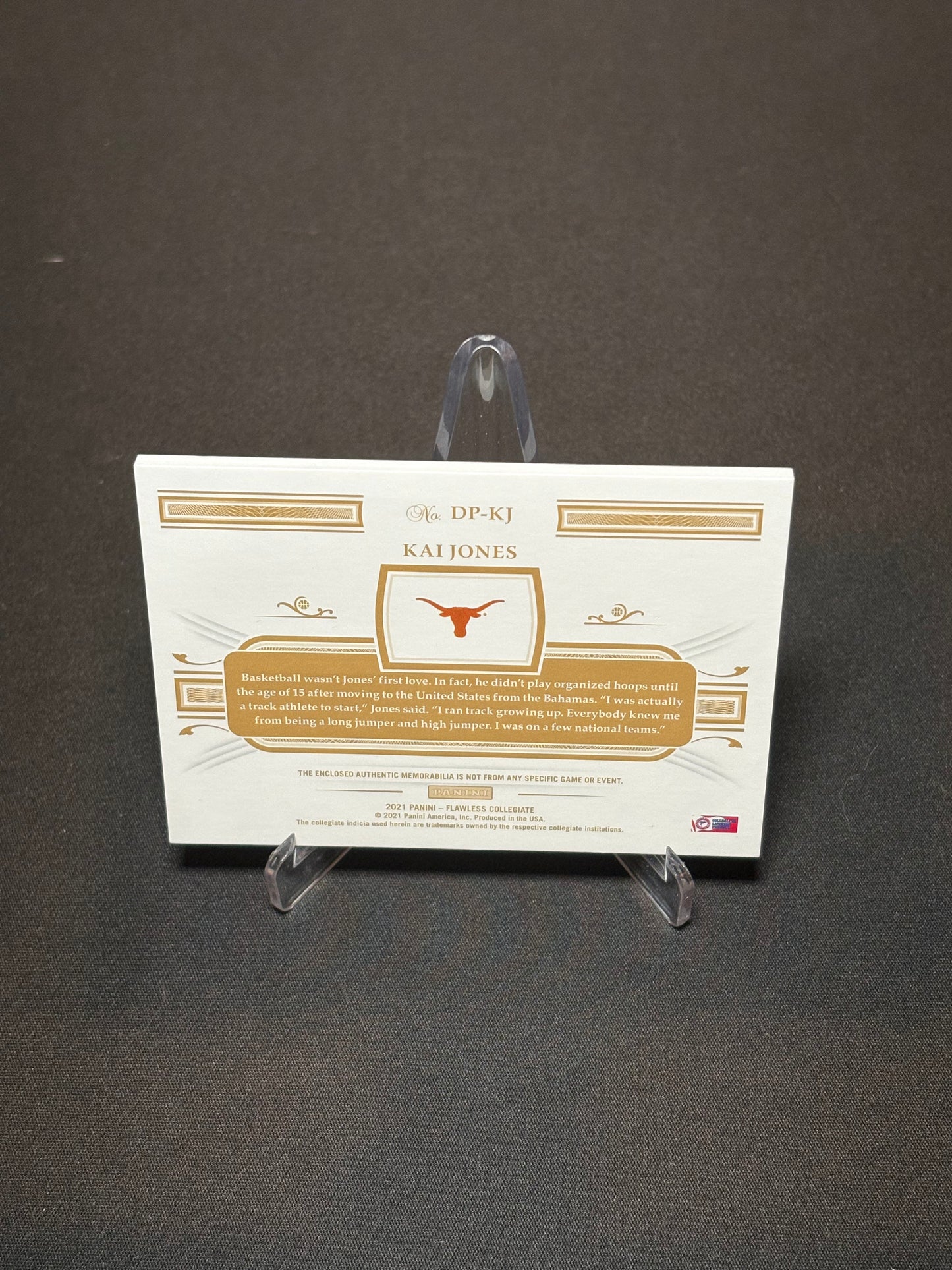 Kai Jones RC Panini Flawless Collegiate "Double Patch /10" Texas Longhorns
