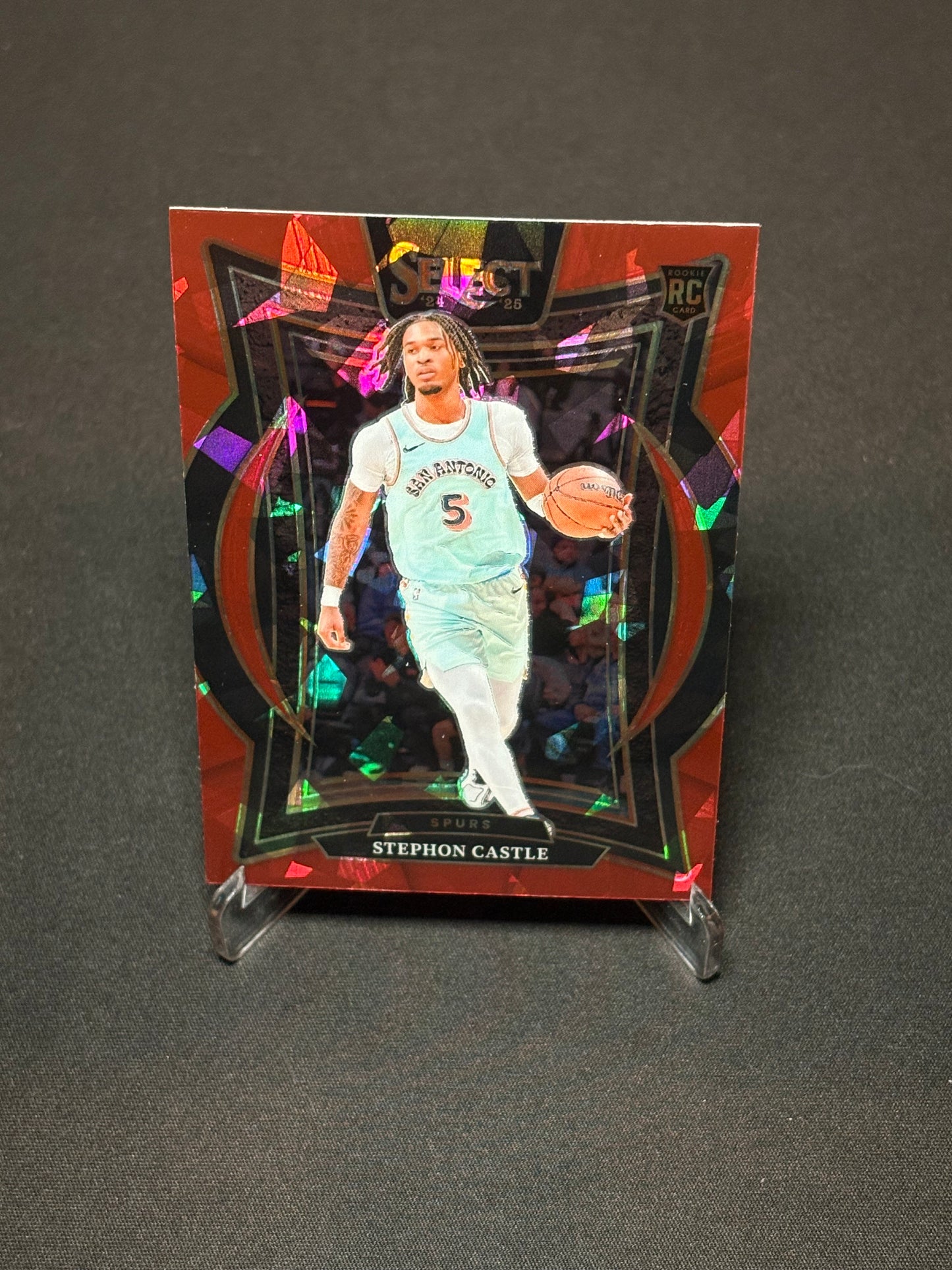 Stephon Castle RC Panini Select 2024 "Red Craked Ice" S.A Spurs