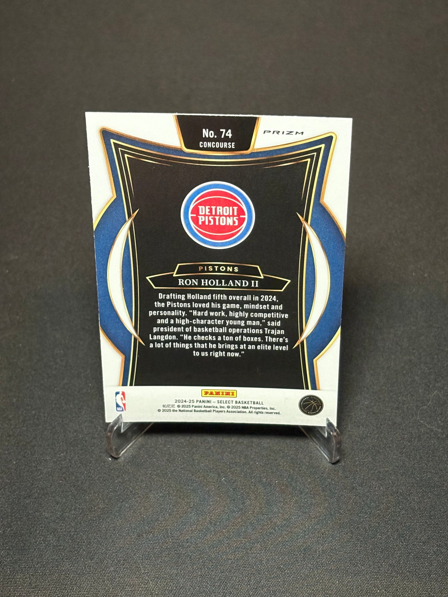 Ron Holland II RC Panini Select 2024 "Green Mojo" Detroit Pistons