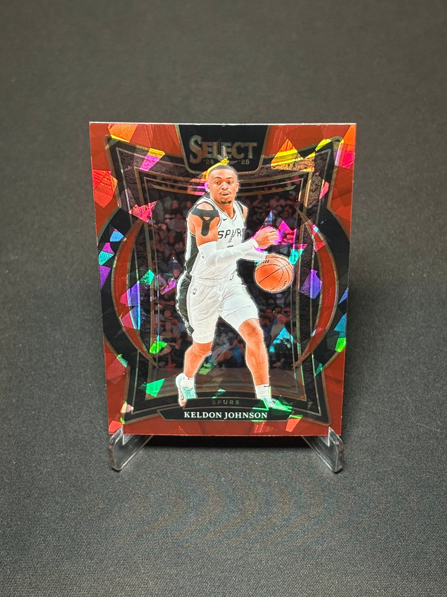 Keldon Johnson Panini Select 2024 "Red Cracked" S.A Spurs