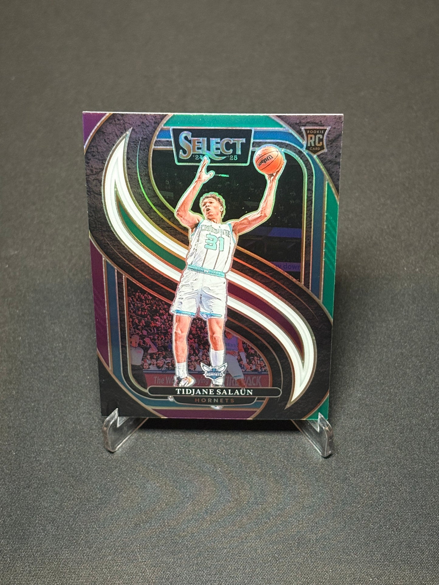 Tidjane Salaun RC Panini Select 2024 "Tri Colors Premier Level" Charlotte Hornets
