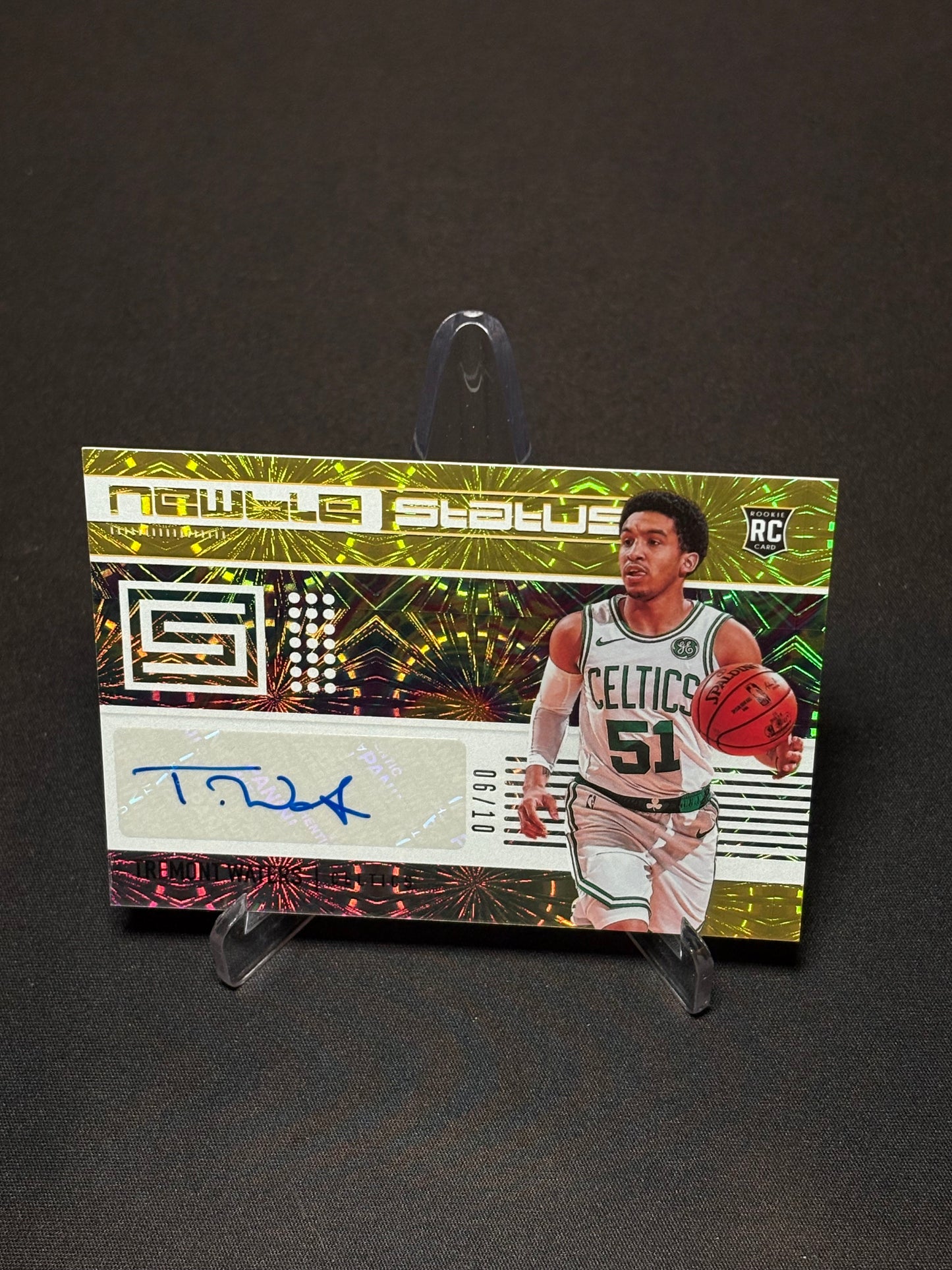 Tremont Waters RC Panini Status 2019-20 "Auto /10" Boston Celtics
