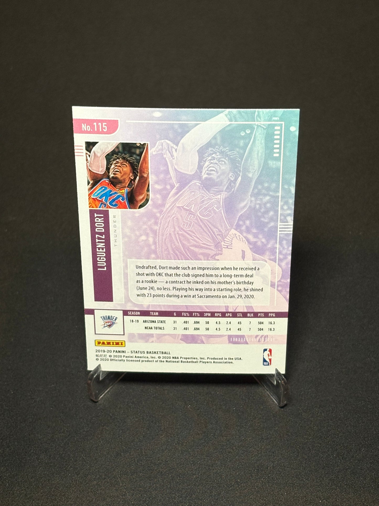 Luguentz Dort RC Panini Status 2019-20 "Red Parallel" OKC