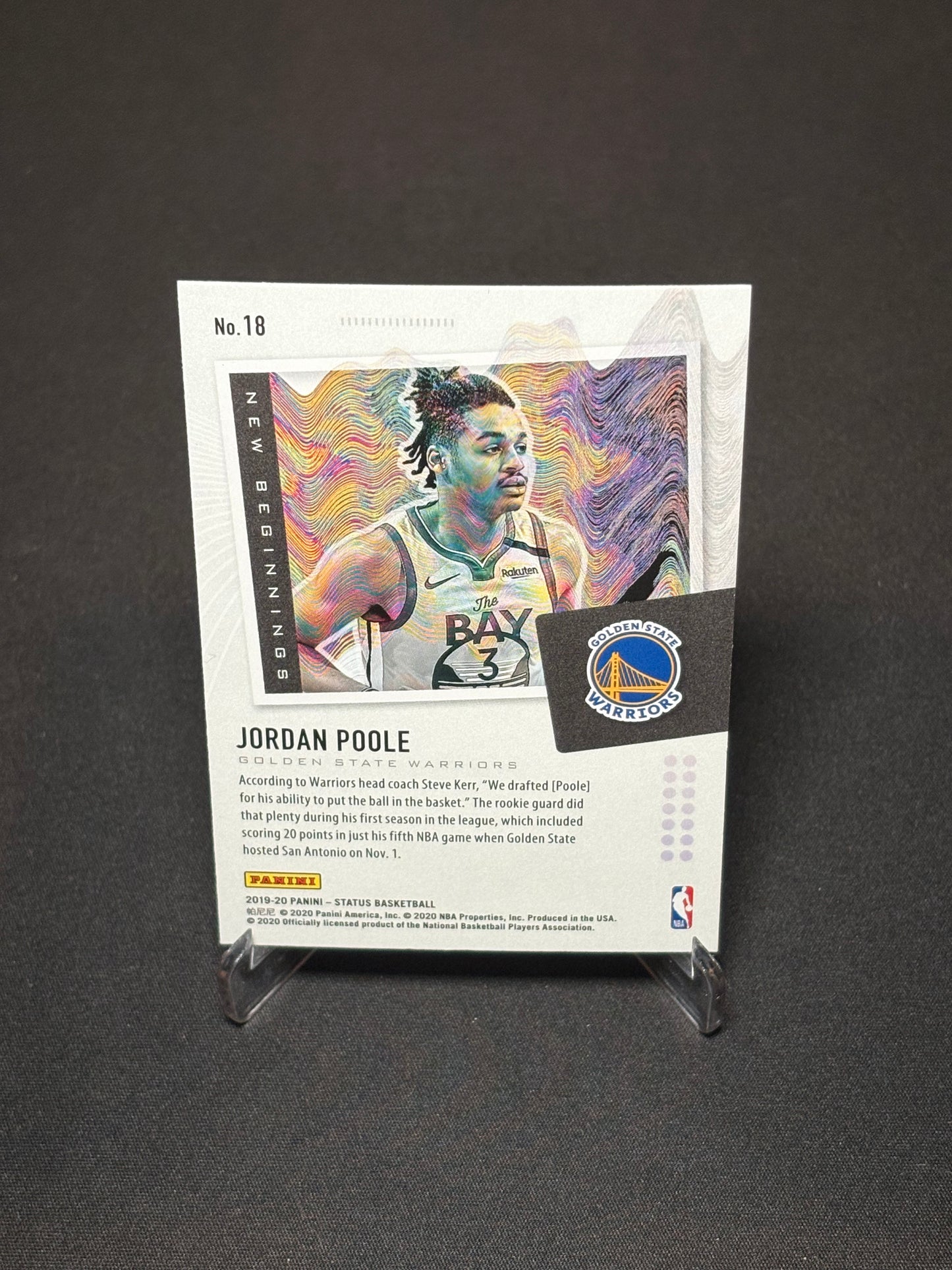 Jordan Poole RC Panini Status 2019-20 "New Beginnings" G.S Warriors
