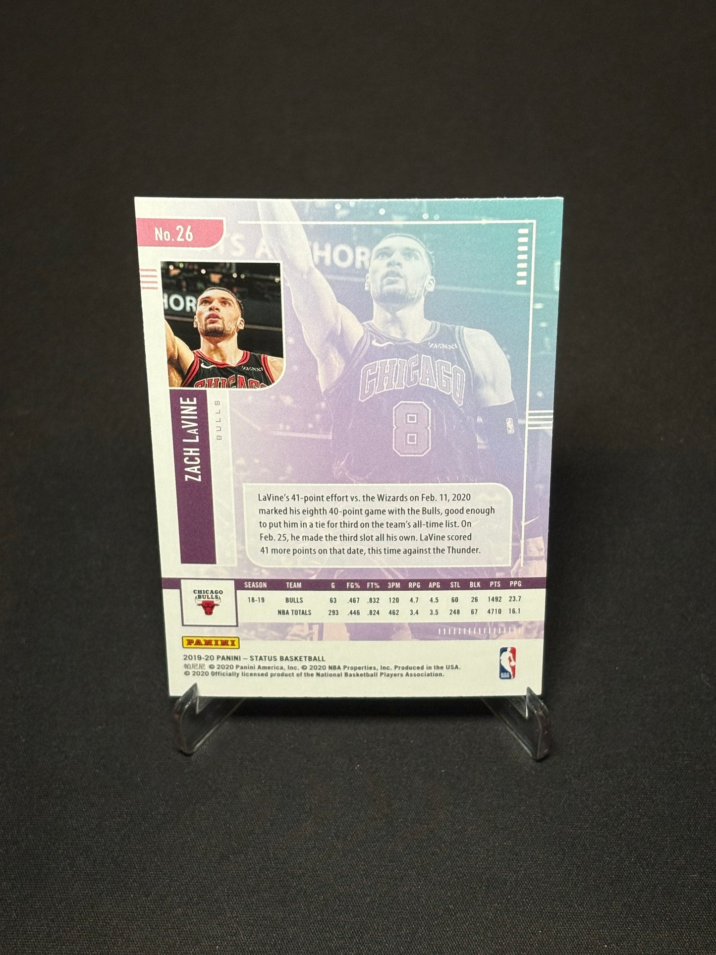 Zach Lavine Panini Status 2019-20 "Shimmer Parallel" Chicago Bulls
