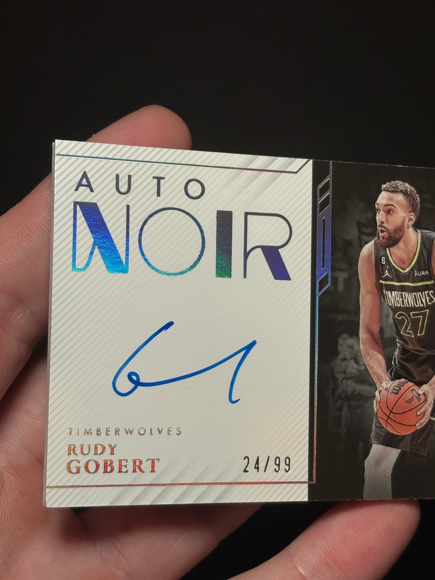Rudy Gobert Panini Noir 2022 "Auto OnCard /99" Minnesota Timberwolves