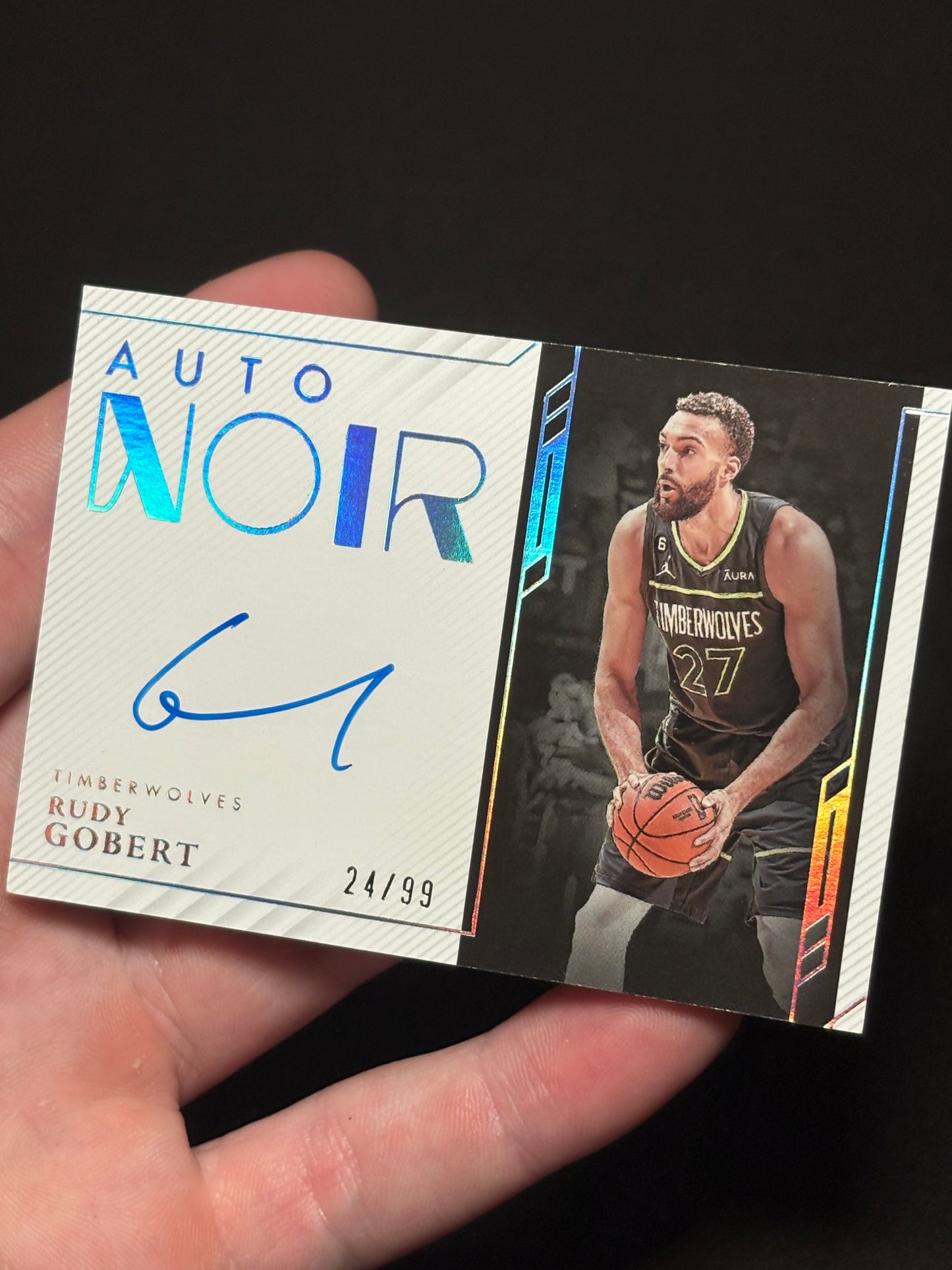 Rudy Gobert Panini Noir 2022 "Auto OnCard /99" Minnesota Timberwolves