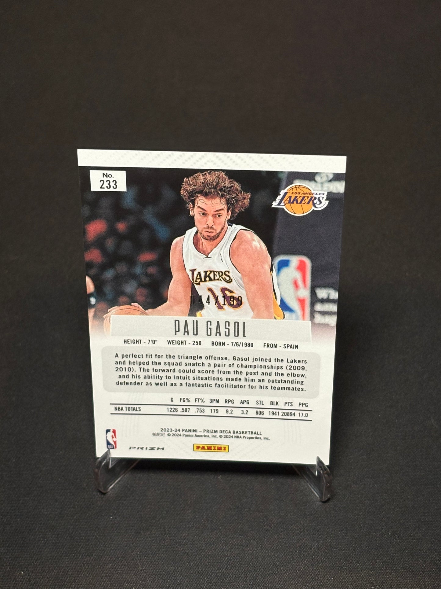 Pau Gasol Panini Prizm Deca "Red Prizm /199" L.A Lakers