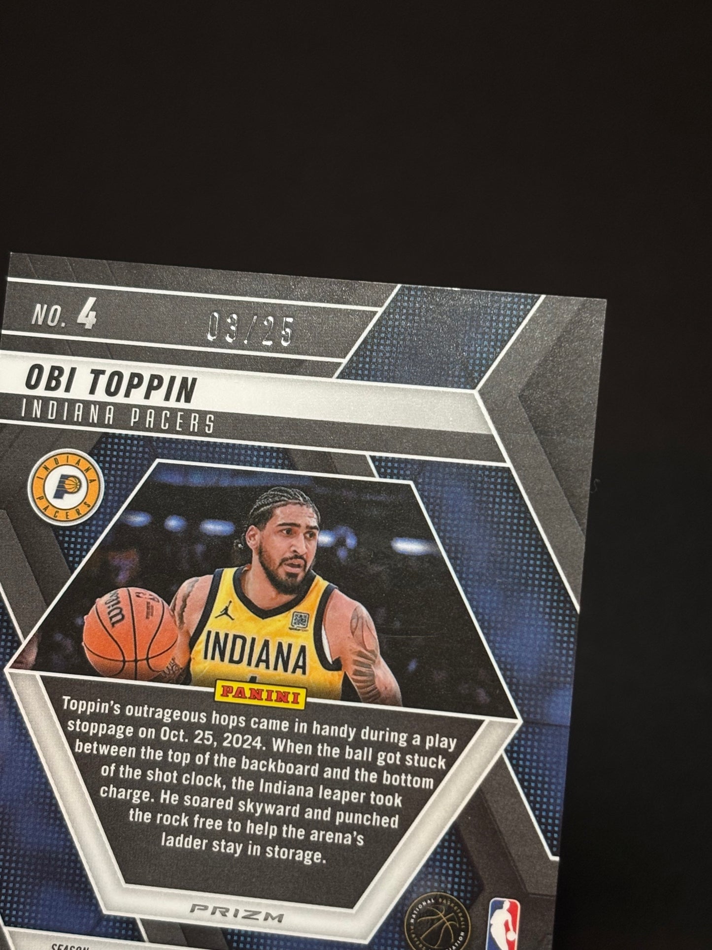 Obi Toppin Panini Mosaic 2024 "Spectris Blue FOTL /25" Indiana Pacers