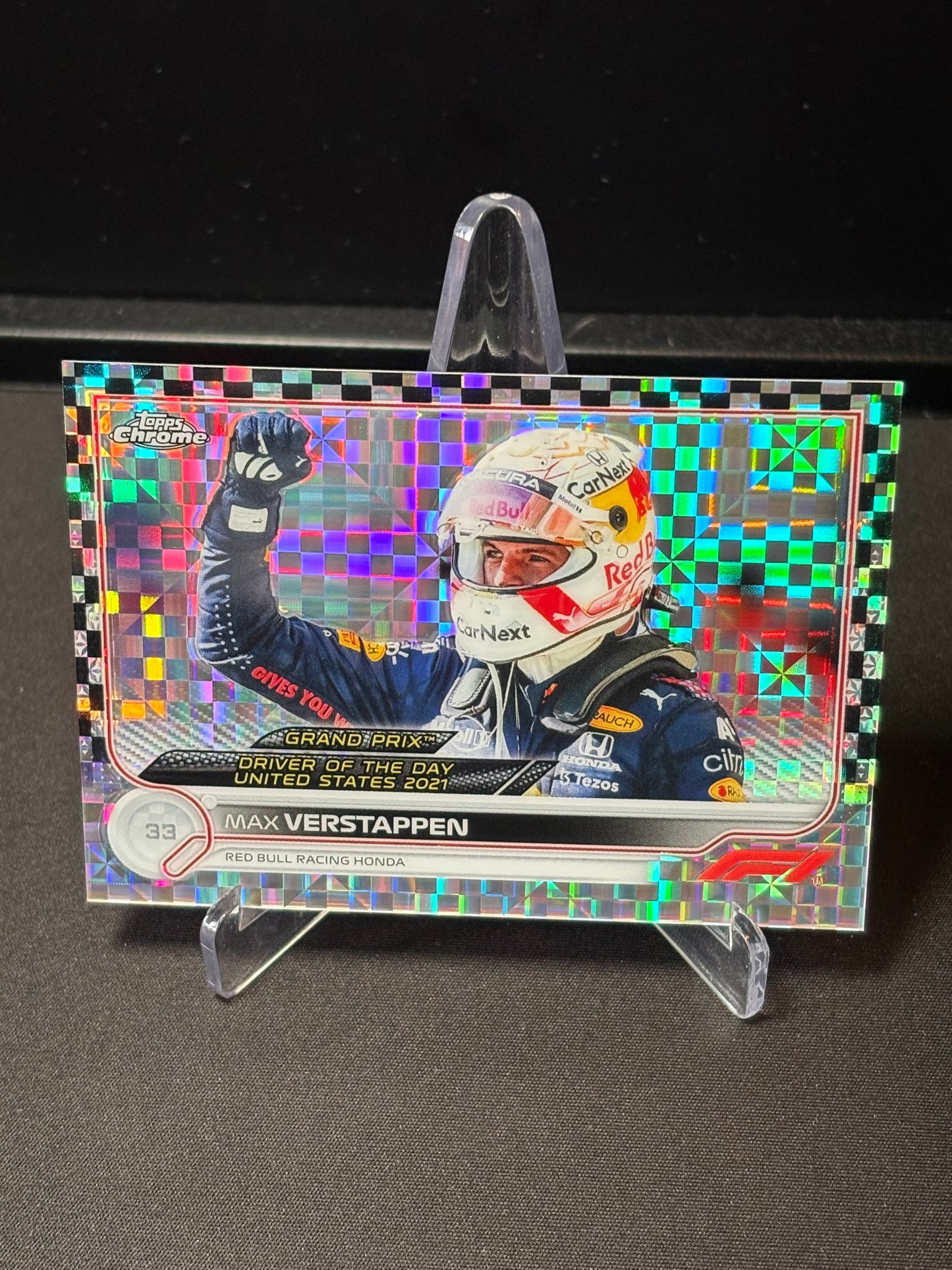 Max Verstappen Topps Chrome 2022 "Driver of the Day Checker Flag"