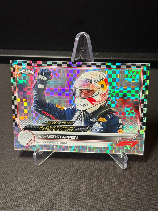 Max Verstappen Topps Chrome 2022 "Driver of the Day Checker Flag"