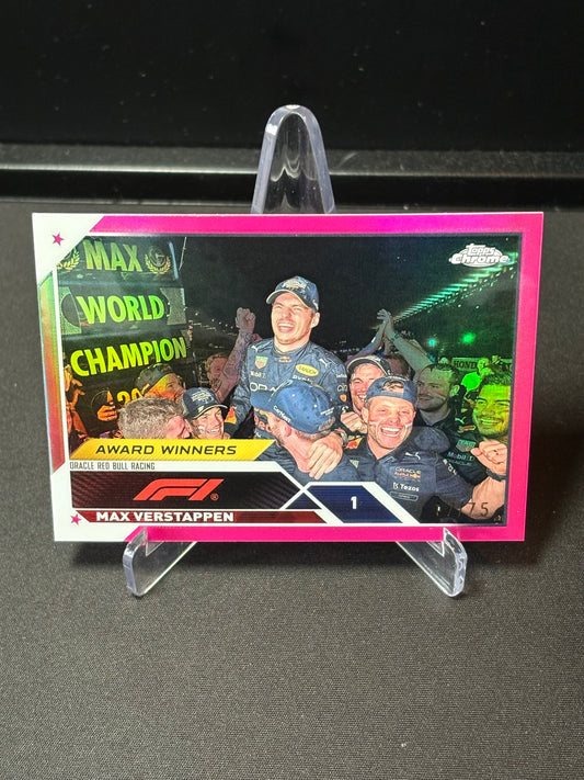 Max Verstappen Topps Chrome F1 2023 "Award Winners Pink Parallel /75"